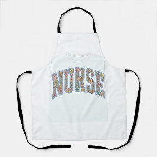 Verpleegster Bloem Varsity Lettering Shirt Ontwerp Schort