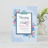 Verpleegster Bloemen Bedankt uitnodiging (Staand voorkant)