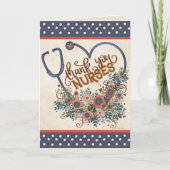 Verpleegster  Bloemenhart Dank u Inspirativiteit Kaart (Voorkant)