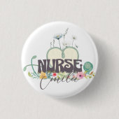 Verpleegster Bloementuin Uw Naam Ronde Button 3,2 Cm (Voorkant)