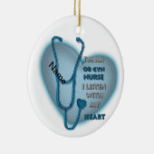 Verpleegster Blue Heart ObGyn Keramisch Ornament (Rechts)
