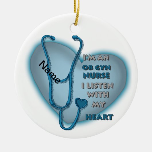 Verpleegster Blue Heart ObGyn Keramisch Ornament (Voorkant)