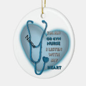 Verpleegster Blue Heart ObGyn Keramisch Ornament (Links)