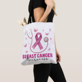 Verpleegster borstkanker bewustzijn scrub tote bag (Dichtbij)