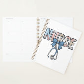 Verpleegster Bow Stethoscoop Vintage Bloemmotief Planner (Display)
