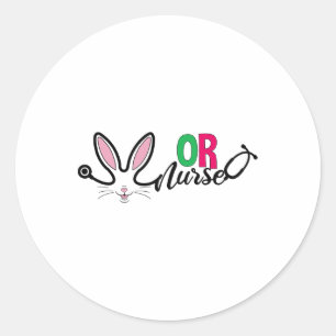 Verpleegster Bunny Easter Stethoscoop Operatiekame Ronde Sticker
