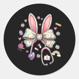 Verpleegster Bunny Grappige Pasen Verpleegster Sch Ronde Sticker