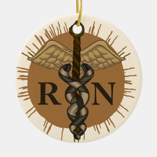 Verpleegster Caduceus Keramisch Ornament (Voorkant)