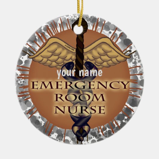 Verpleegster Caduceus Keramisch Ornament (Voorkant)
