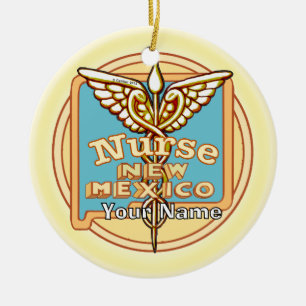 Verpleegster Caduceus uit New Mexico Keramisch Ornament