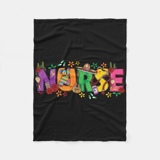 Verpleegster Cinco de Mayo Fiesta Mexicaanse Nursi Fleece Deken (Voorkant)