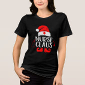 Verpleegster Claus Kerst Feestdagen Stethoscoop Gr Tri-Blend Shirt (Voorkant)