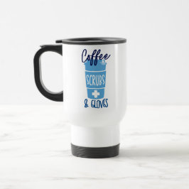 Verpleegster Coffee Scrubs en Handschoenen  Reisbeker