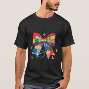 Verpleegster coquette strik autism bewustzijn maan t-shirt