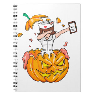 Verpleegster Dabbing Halloween T-shirt pompoen sch Notitieboek