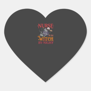 Verpleegster Dag Heks Nacht Halloween Ketel Stetho Hart Sticker
