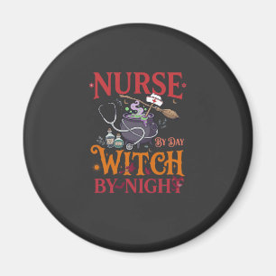 Verpleegster Dag Heks Nacht Halloween Ketel Stetho Magneet
