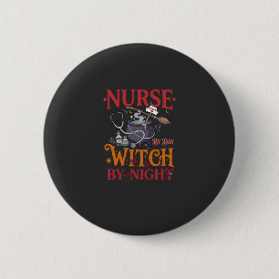 Verpleegster Dag Heks Nacht Halloween Ketel Stetho Ronde Button 5,7 Cm
