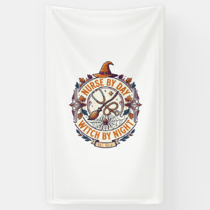 Verpleegster Dag Heks Nacht Halloween Stethoscoop  Spandoek