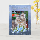 Verpleegster Dag Kaart, Maine Coon Cat, Cat Nurse' Kaart (Gele Bloem)