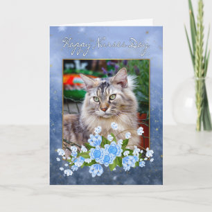 Verpleegster Dag Kaart, Maine Coon Cat, Cat Nurse' Kaart