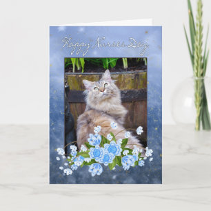 Verpleegster Dag Kaart, Maine Coon Cat, Cat Nurse' Kaart