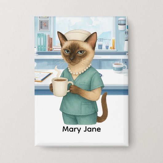 Verpleegster Dagelijks leven Koffie Eerste voor ka Button (Voorkant)