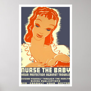 Verpleegster de Baby WPA van 1938 Poster