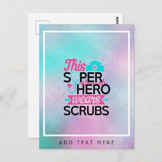 Verpleegster - Deze Superheld Draagt Scrubs - Voeg Briefkaart (Voorkant / Achterkant)