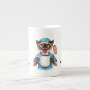 Verpleegster die een kopje koffie drinkt porselein kop