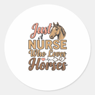Verpleegster Die van Paarden Houdt Vintage Gravure Ronde Sticker