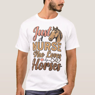 Verpleegster Die van Paarden Houdt Vintage Gravure T-shirt