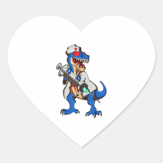 verpleegster dinosaurus hart sticker (Voorkant)