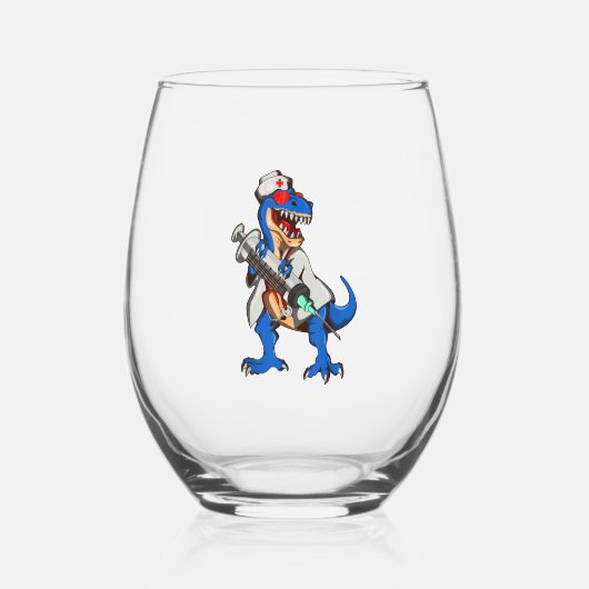 verpleegster dinosaurus wijnglas zonder voet (Voorkant)