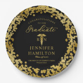 Verpleegster Doctor Afstuderen Elegant Goud Zwart Papieren Bordje (Voorkant)