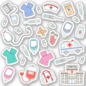 Verpleegster Dokter Gezondheid Ziekenhuis Werkneme Sticker (Voorkant)