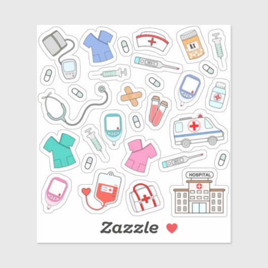 Verpleegster Dokter Gezondheid Ziekenhuis Werkneme Sticker (Vel)