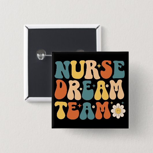 Verpleegster Dream Team Vierkante Button 5,1 Cm (Voorkant /achterkant)