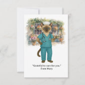 Verpleegster drink koffie in park Autumn Bedankkaart (Voorkant)