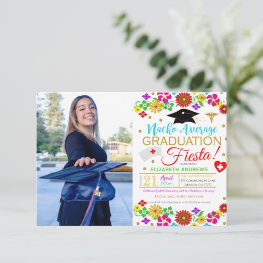 Verpleegster Fiesta Afstuderen Uitnodiging (Staand voorkant)