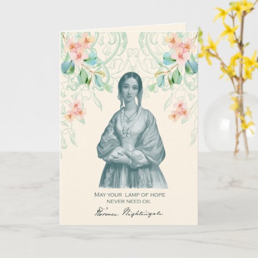 Verpleegster, Florence Nightingale  Zorgmedewerker Kaart (Gele Bloem)