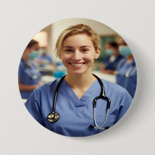 Verpleegster Foto Aanpassen Personaliseren Ronde Button 7,6 Cm