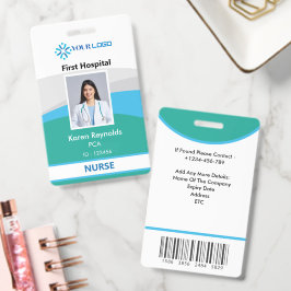 Verpleegster Foto ID Badge | Medisch Ziekenhuis Pe