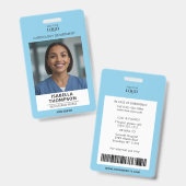 Verpleegster Foto & Logo Lichtblauw Badge (Voor- en achterkant)