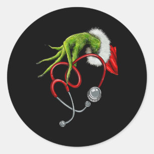 Verpleegster Funny Merry Christmas Stethoscoop Ver Ronde Sticker