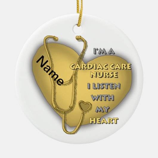 Verpleegster Gele Hart Hartzorg Keramisch Ornament (Voorkant)