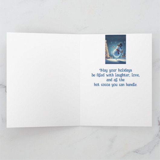 Verpleegster Gelukkige Sneeuwman Hete Chocolade Ke Kaart (Binnen)