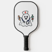 Verpleegster Ghost Scrub Halloween kostuum voor ve Pickleball Paddle (Voorkant)