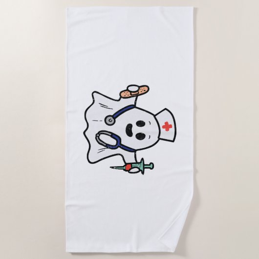Verpleegster Ghost Scrub Halloween kostuum voor ve Strandlaken (Voorkant)