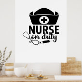 Verpleegster Gift Dienstdoende Verpleegster Poster (Keuken)